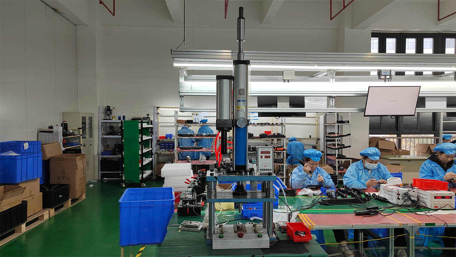 Pneumatic press used during component assembly