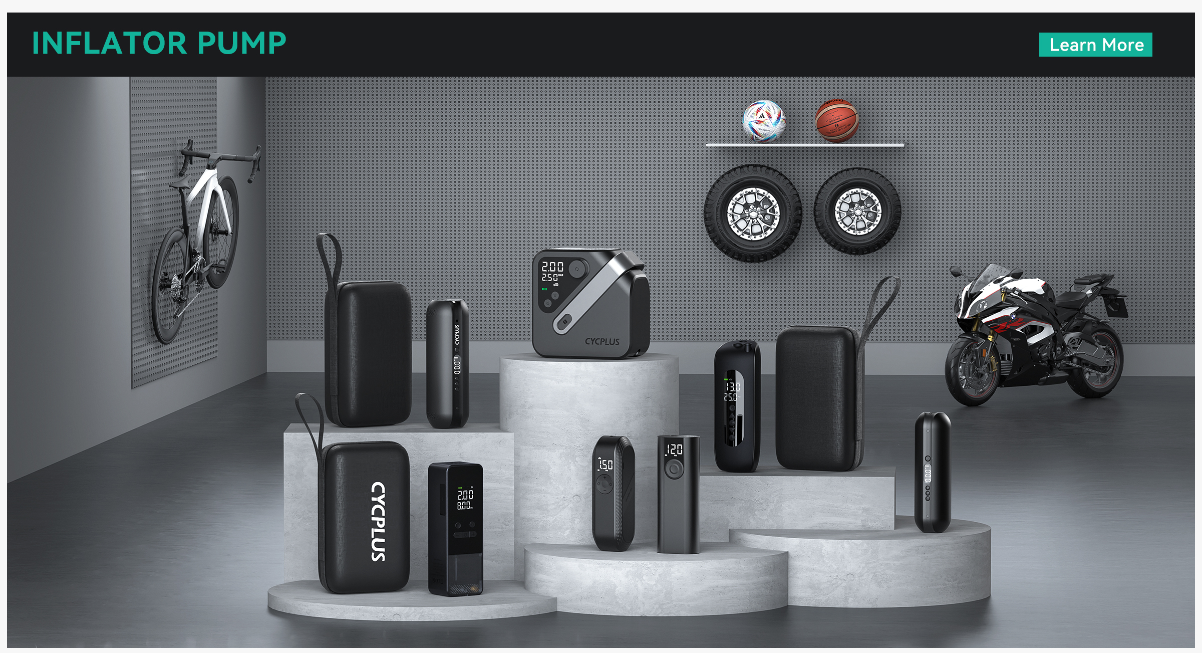 Full catalog of smart bike pumps, inflators and cycling accessories
